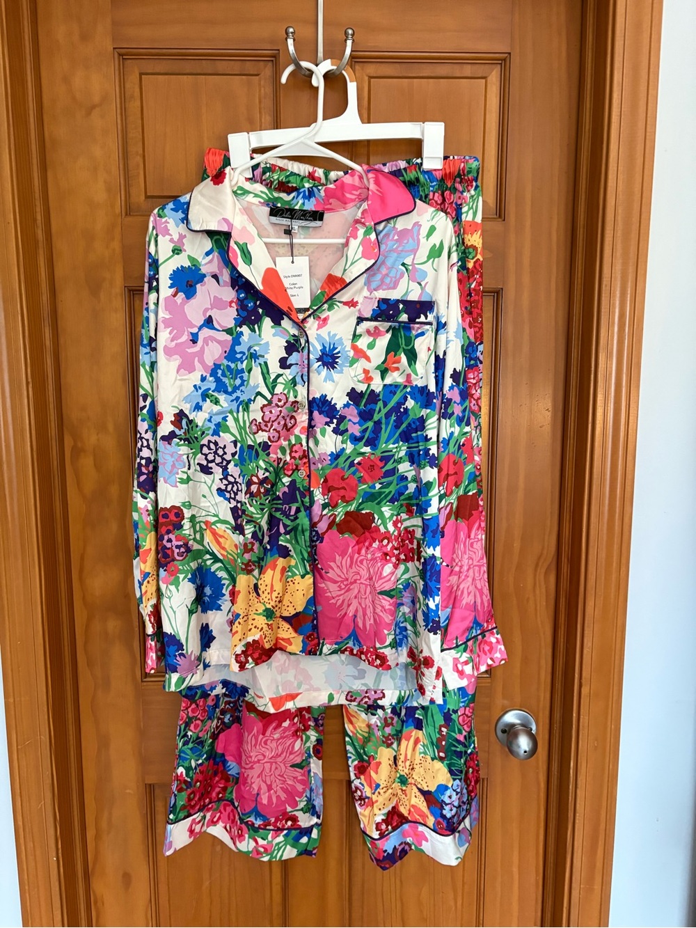 Dalia Multicolor Floral Satin Capris Set - Pink, Blue, Green, Yellow